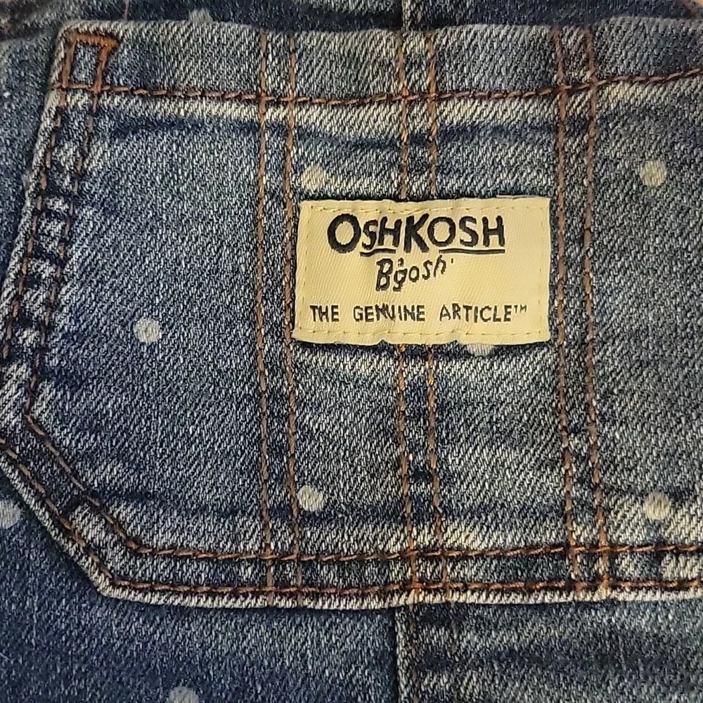 Girls 12 Month OshKosh B'gosh Denim Overalls, Blue&White Polka Dot, Farm Country